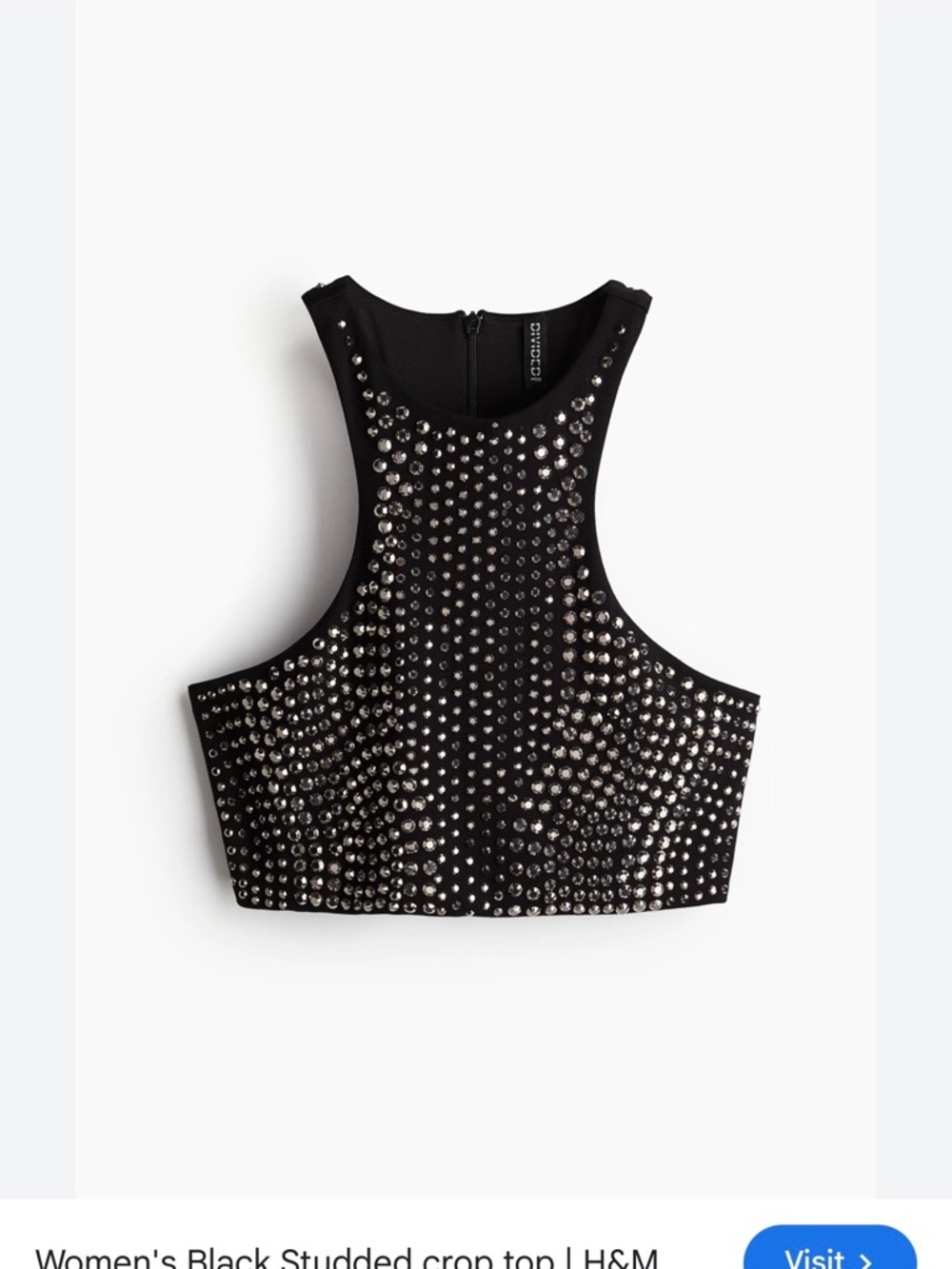 Zara Black Studded Racerback Crop Top